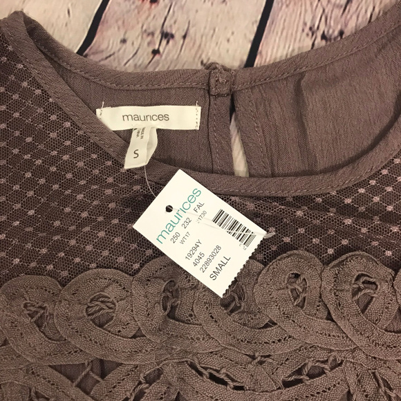 NWT Maurices Taupe Lace Blouse Size S - Picture 4 of 8